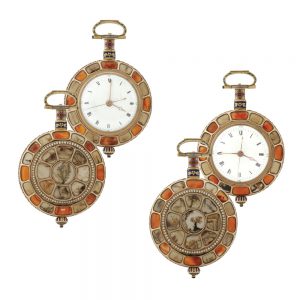 English exceptional pair of gold enamel watches Circa 1800