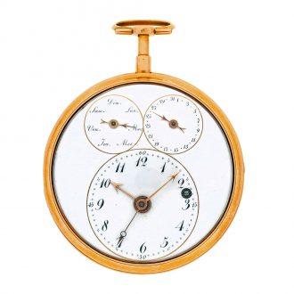 French gold chronometer with centre seconds and calendar Circa 1800