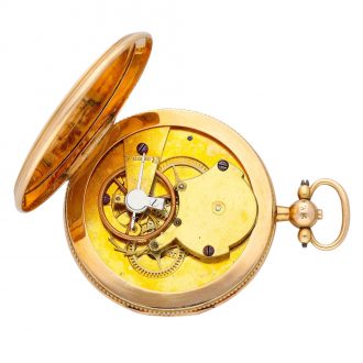 Swiss gold virgule pocket watch with eccentric dial Circa 1820