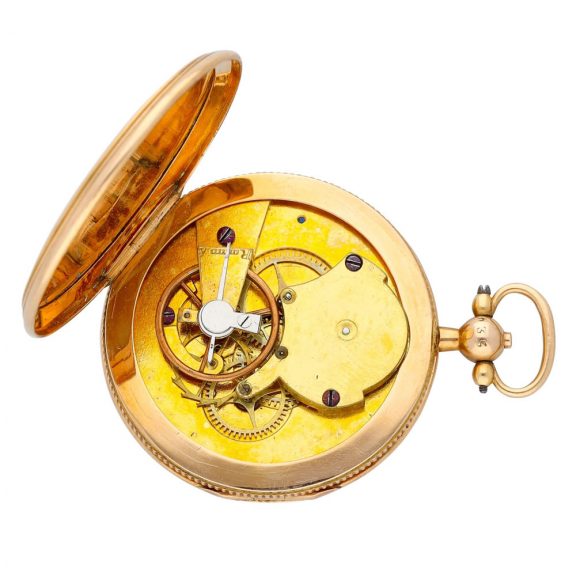 Swiss gold virgule pocket watch with eccentric dial Circa 1820 Swiss gold virgule pocket watch with eccentric dial Circa 1820