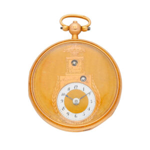 Swiss gold virgule pocket watch with eccentric dial Circa 1820
