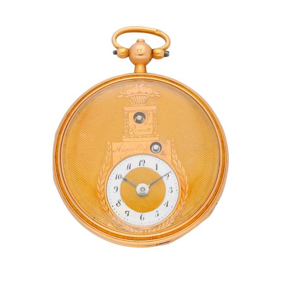 Swiss gold virgule pocket watch with eccentric dial Circa 1820