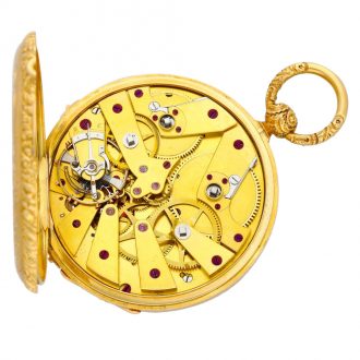 English/French gold dual time watch with jumping seconds Circa 1840