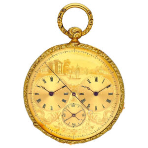 English/French gold dual time watch with jumping seconds Circa 1840