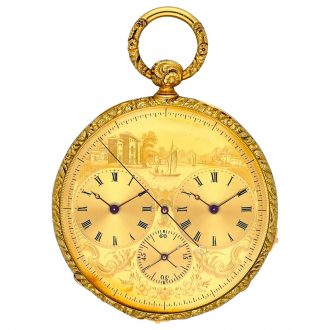English/French gold dual time watch with jumping seconds Circa 1840