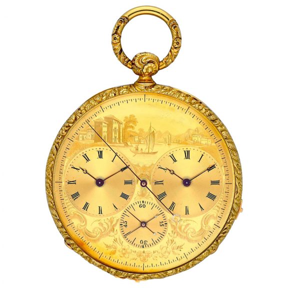 English/French gold dual time watch with jumping seconds Circa 1840