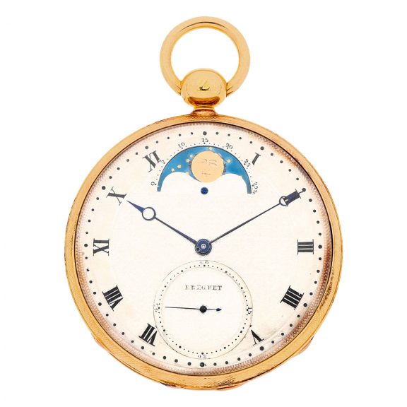 Fine French gold pocket chronometer with moon phases Circa 1840 Fine French gold pocket chronometer with moon phases Circa 1840