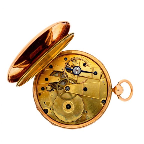 Swiss pink gold jump hour cylinder pocket watch Circa 1830 Swiss pink gold jump hour cylinder pocket watch Circa 1830