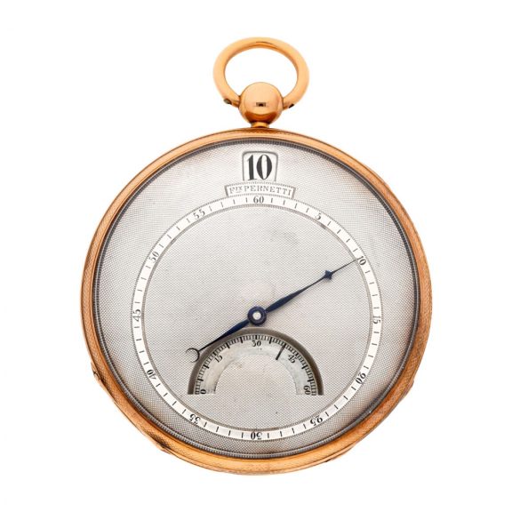 Swiss pink gold jump hour cylinder pocket watch Circa 1830