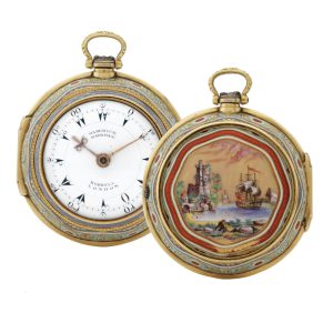 English gold and enamel triple cased verge Circa 1813