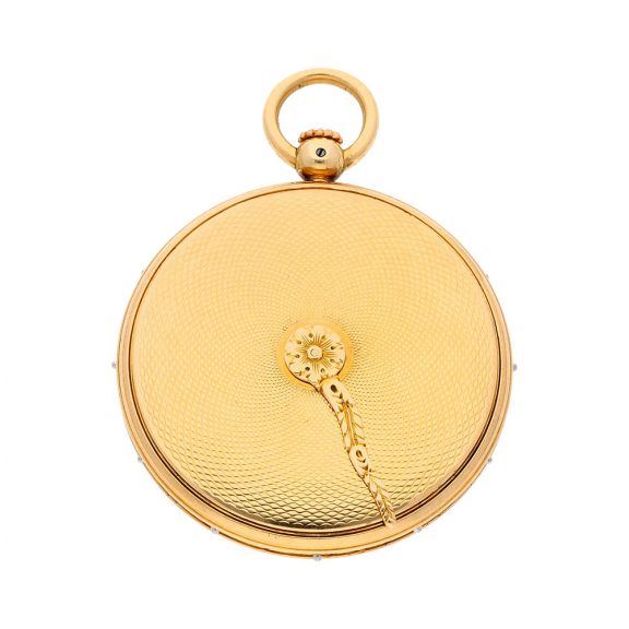 French miniature gold keyless winding montre à tact watch Circa 1834 French miniature gold keyless winding montre à tact watch Circa 1834