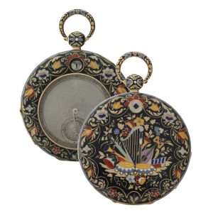 Swiss rare gold and enamel jump hour watch Circa 1820