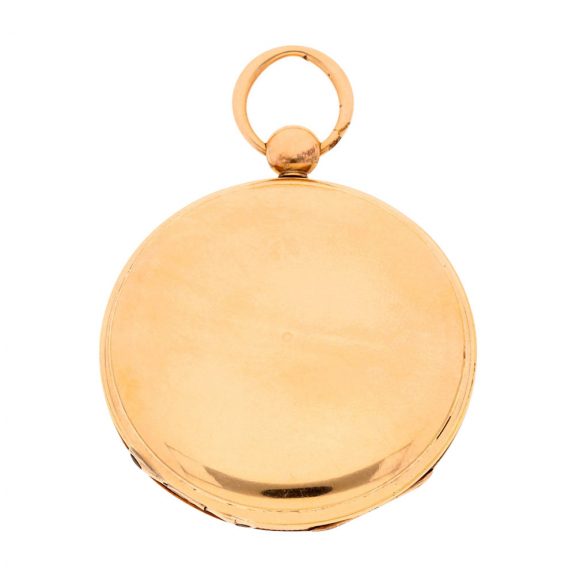 Swiss gold open faced jump hour cylinder pocket watch Circa 1830 Swiss gold open faced jump hour cylinder pocket watch Circa 1830