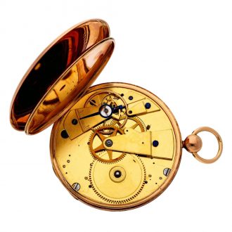 French gold open faced jump hour calendar watch Circa 1820