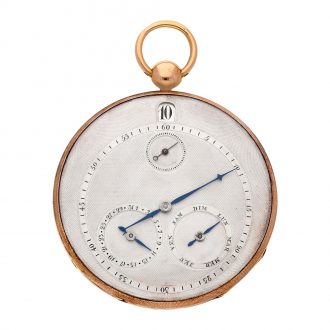 French gold open faced jump hour calendar watch Circa 1820