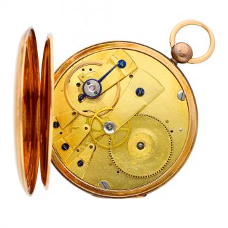 French gold open faced jump hour cylinder pocket watch Circa 1830 French gold open faced jump hour cylinder pocket watch Circa 1830