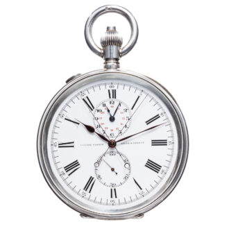 Swiss silver open faced split second chronograph Circa 1929