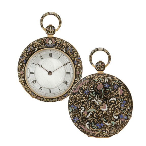 Fine French gold and enamel cylinder watch Circa 1830