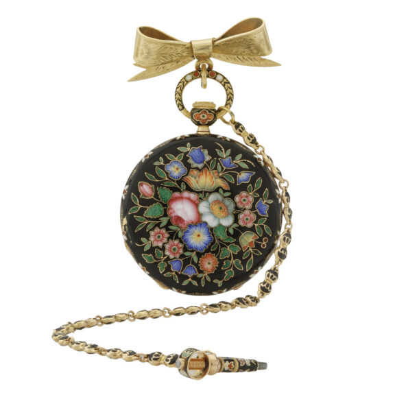Swiss gold and enamel quarter repeating watch Circa 1850