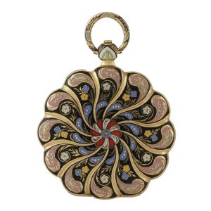 Swiss 18k gold and enamel open faced watch Circa 1830