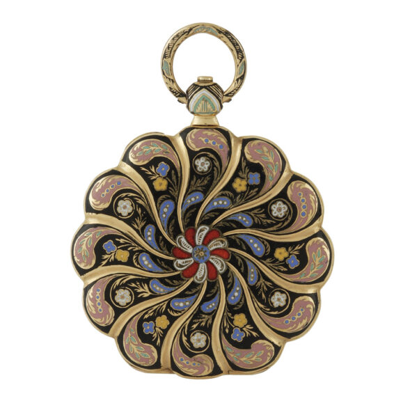 Swiss 18k gold and enamel open faced watch Circa 1830