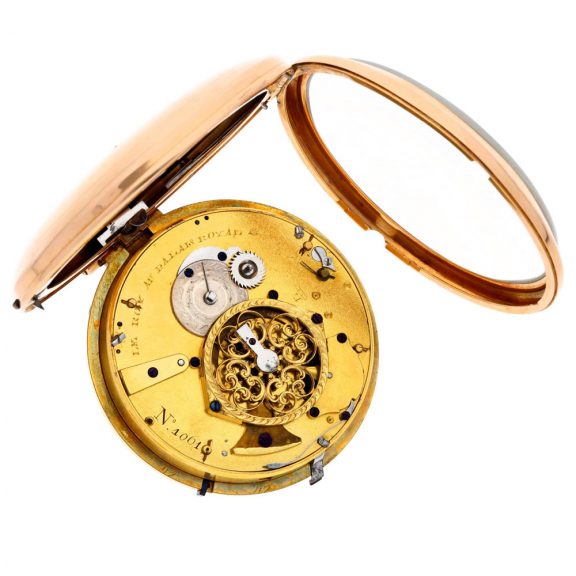 French gold center seconds repeating cylinder watch Circa 1795 French gold center seconds repeating cylinder watch Circa 1795