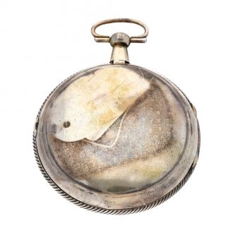 Swiss silver verge watch with concealed erotic scene Circa 1810