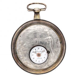 Swiss silver verge watch with concealed erotic scene Circa 1810