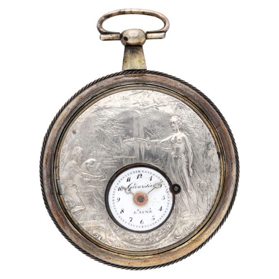 Swiss silver verge watch with concealed erotic scene Circa 1810 Swiss silver verge watch with concealed erotic scene Circa 1810