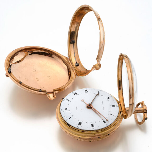 English gold pair cased quarter repeater with date Circa 1790 English gold pair cased quarter repeater with date Circa 1790