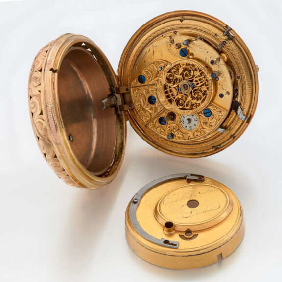 English gold pair cased quarter repeater with date Circa 1790 English gold pair cased quarter repeater with date Circa 1790
