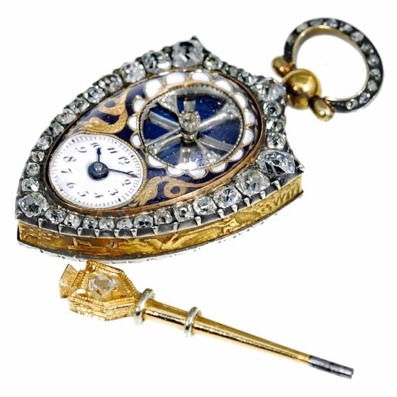 Swiss escutcheon shaped pendant form watch Circa 1810 Swiss escutcheon shaped pendant form watch Circa 1810