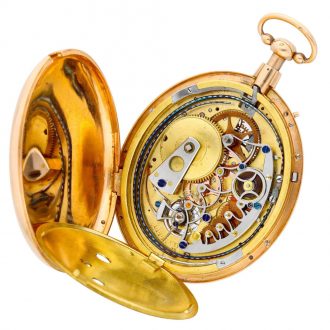 French oval repeating watch with a visible balance Circa 1830