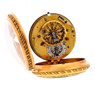 French gold and enamel open faced verge watch Circa 1790