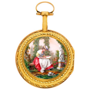 French gold and enamel open faced verge watch Circa 1790