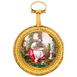 French gold and enamel open faced verge watch Circa 1790