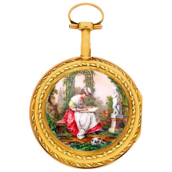 French gold and enamel open faced verge watch Circa 1790