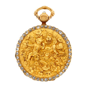 French gold and diamond set lady's cylinder watch Circa 1860