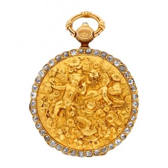 French gold and diamond set lady's cylinder watch Circa 1860