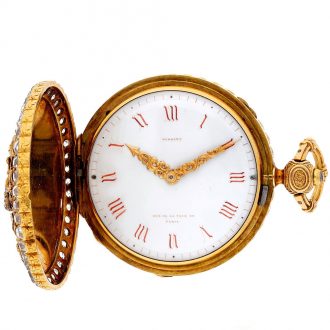 French gold and diamond set lady's cylinder watch Circa 1860