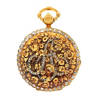French gold and diamond set lady's cylinder watch Circa 1860