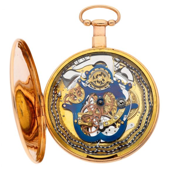 Swiss gold quarter repeating skeletonized pocket watch Circa 1810 Swiss gold quarter repeating skeletonized pocket watch Circa 1810