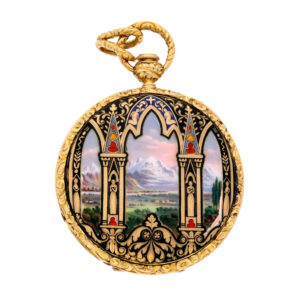 Swiss lady's gold and polychrome enamel repeater Circa 1850