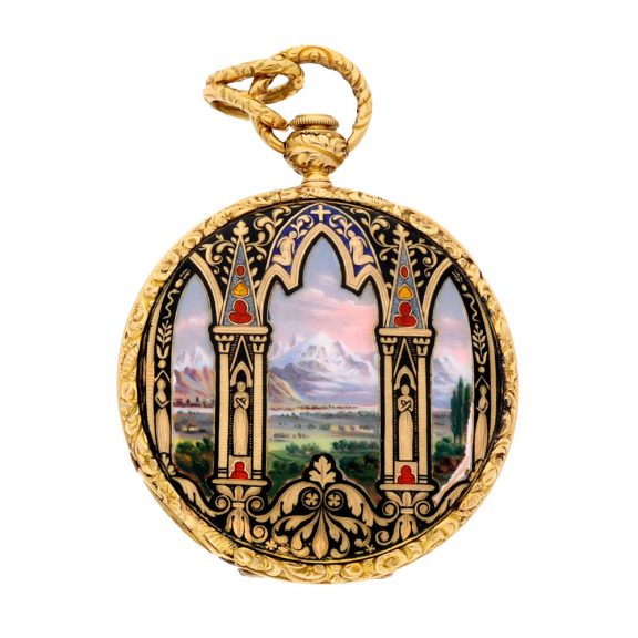 Swiss lady's gold and polychrome enamel repeater Circa 1850