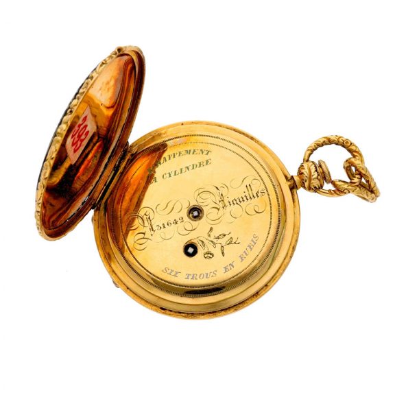 Swiss lady's gold and polychrome enamel repeater Circa 1850 Swiss lady's gold and polychrome enamel repeater Circa 1850