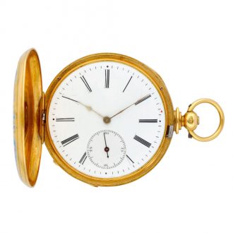 Swiss gold and polychrome enamel painted watch Circa 1850 Swiss gold and polychrome enamel painted watch Circa 1850