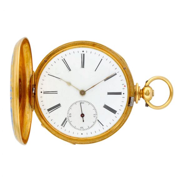 Swiss gold and polychrome enamel painted watch Circa 1850 Swiss gold and polychrome enamel painted watch Circa 1850