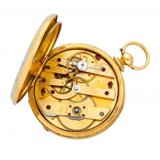 Swiss gold and polychrome enamel painted watch Circa 1850 Swiss gold and polychrome enamel painted watch Circa 1850