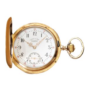 German gold engine turned pocket watch Circa 1890