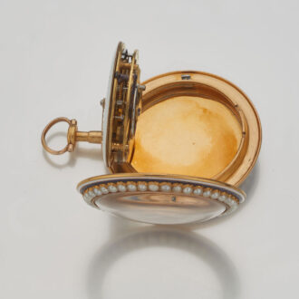 English gold pearl set lever, matching chatelaine Circa 1790